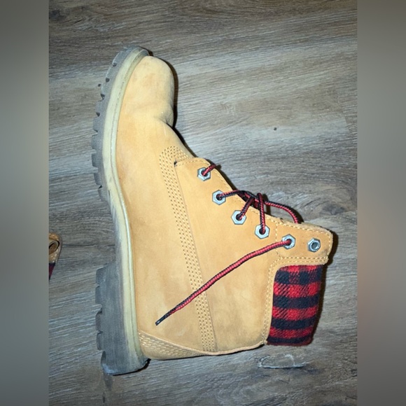 RARE authentic timberland boots checkered red plaid wheat nubuck 7.5 - Picture 7 of 14